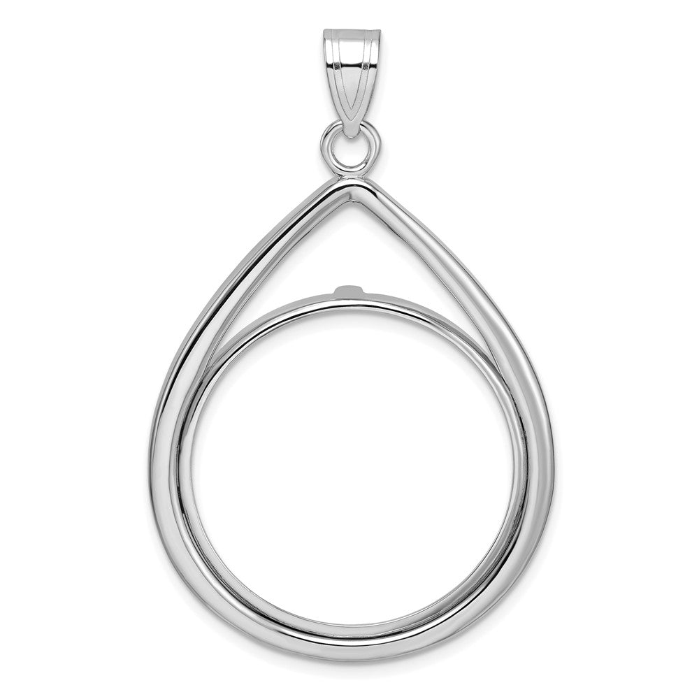 14kw Polished Lightweight Teardrop 27.0mm Prong Coin Bezel Pendant