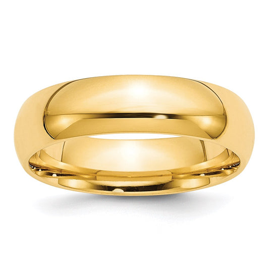 14KY 6mm Standard Comfort Fit Wedding Band Size 5