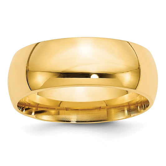 14KY 8mm Standard Comfort Fit Wedding Band Size 8