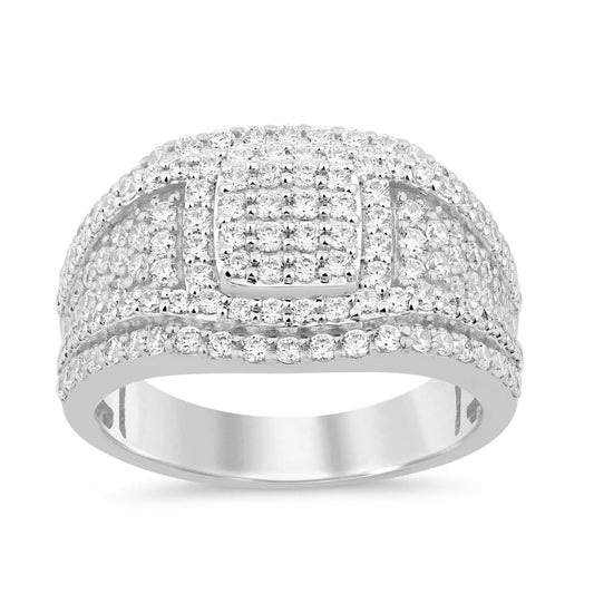 10K SOLID WHITE GOLD 2 CARAT NATURAL DIAMOND ENGAGEMENT RING WEDDING PINKY BAND