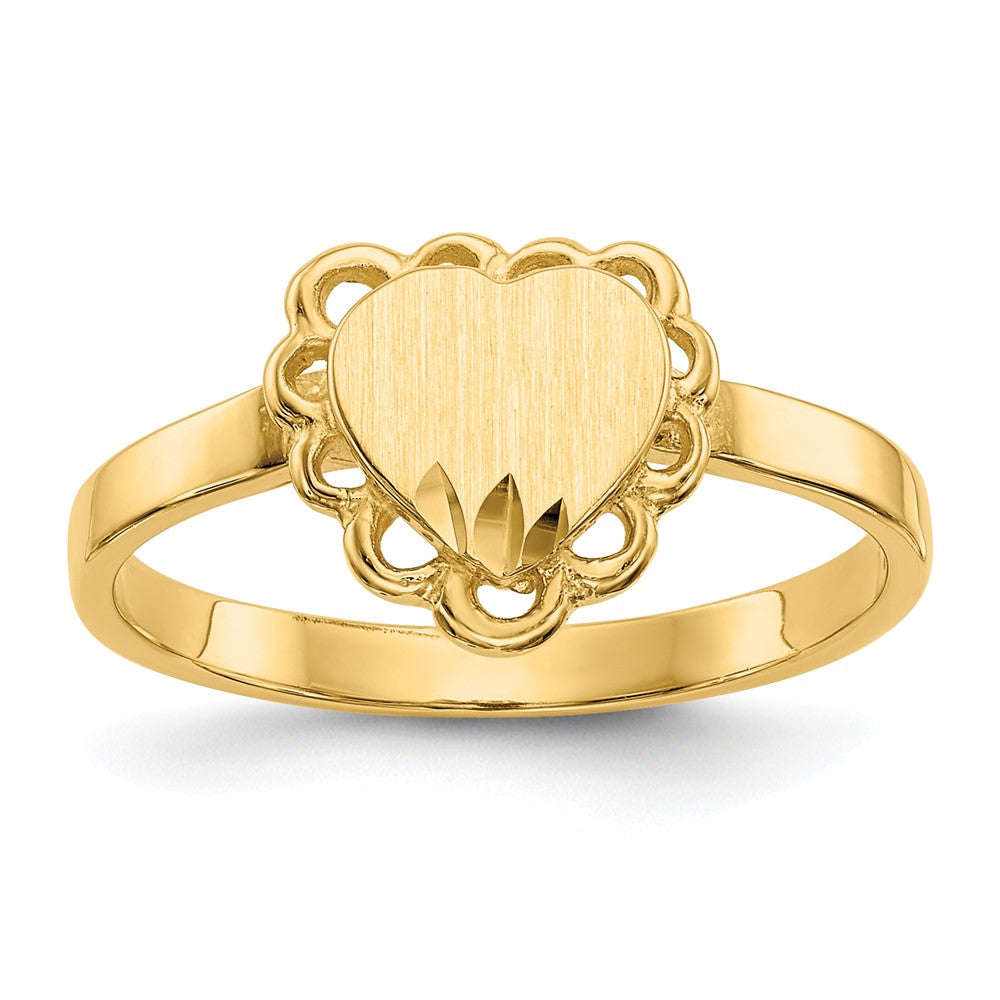 10k 7.0x6.5mm Open Back Heart Signet Ring