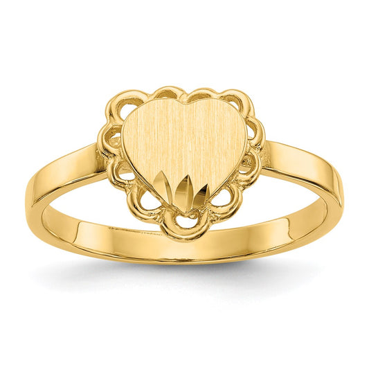 10k 7.0x6.5mm Open Back Heart Signet Ring