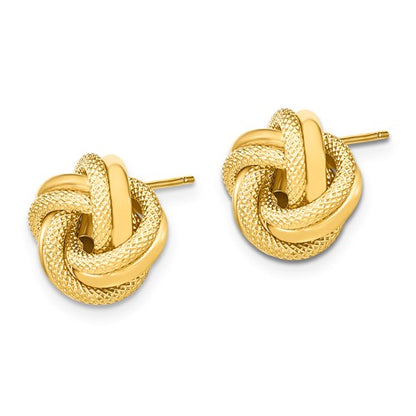 14K POLISHED AND TEXTURED LOVE KNOT EARRING