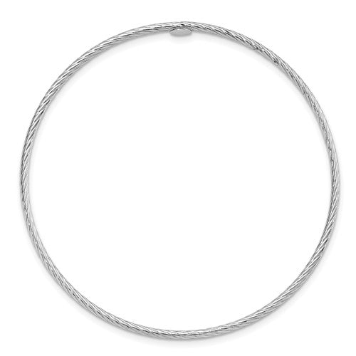 14K White Gold Twisted Slip On Bangle