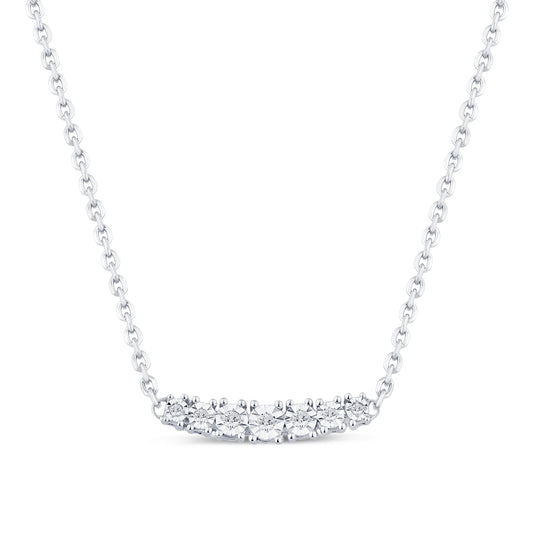 10K WHITE GOLD .10 CARAT REAL DIAMOND PENDANT NECKLACE WITH WHITE GOLD CHAIN