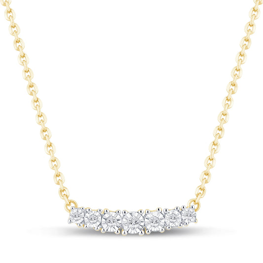 10K YELLOW GOLD .10 CARAT REAL DIAMOND PENDANT NECKLACE WITH GOLD CHAIN