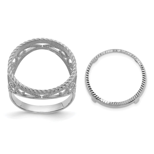 14kw Ladies' D/C & Twisted Wire Scroll 16.5mm Coin Bezel Ring