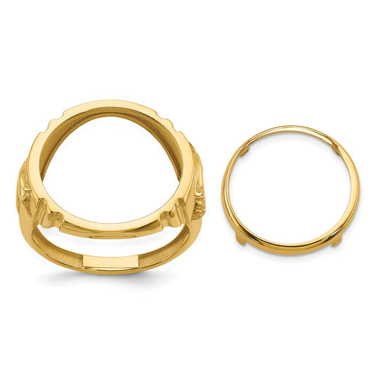14k Men's Polished with Horse Sides 16.5mm Coin Bezel Ring