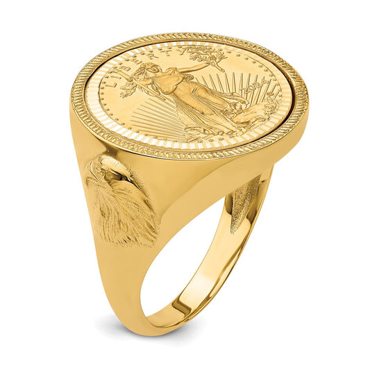 14k Men's D/C Eagle Side Mounted 1/10oz AM Eagle Coin Bezel Ring