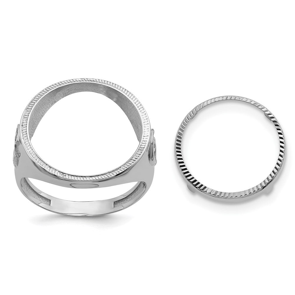 14kw Men's Polished & D/C w/ Masonic Sides 16.5mm Coin Bezel Ring