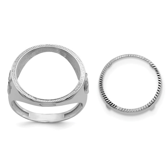 14kw Men's Polished & D/C w/ Masonic Sides 16.5mm Coin Bezel Ring