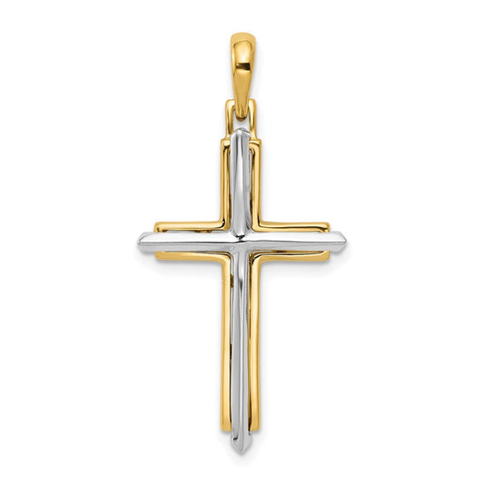14k Two-tone Fancy Cross Pendant