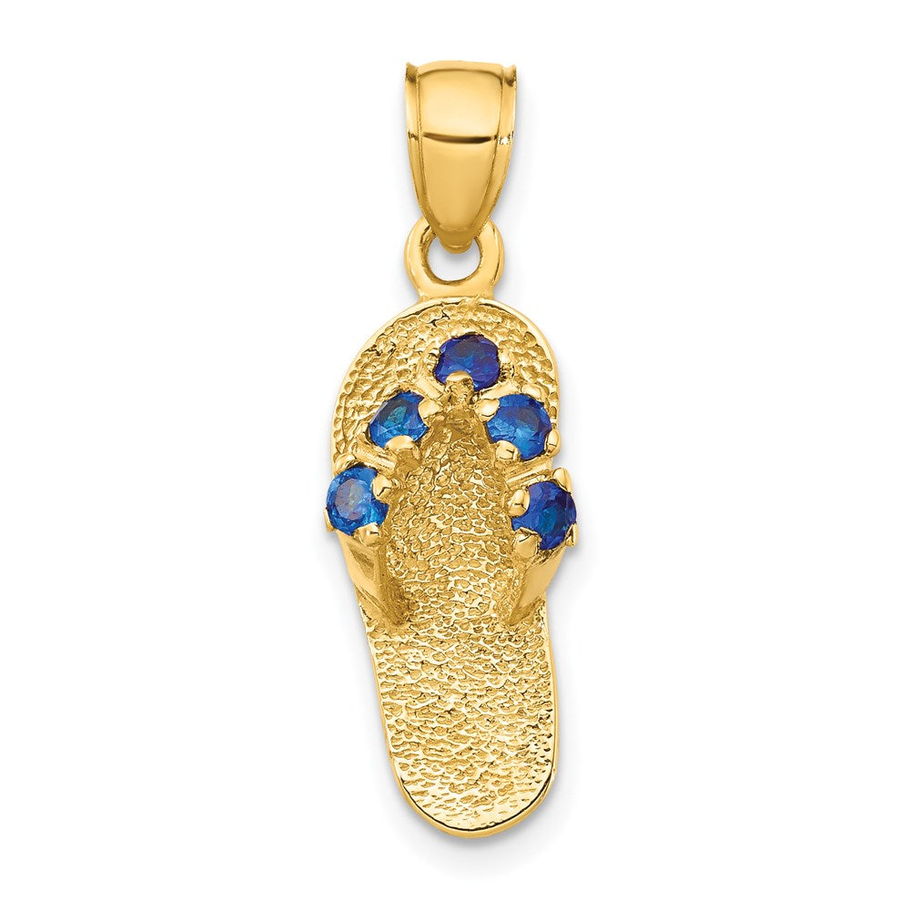 14k 3D September/CZ Birthstone Flip Flop Pendant