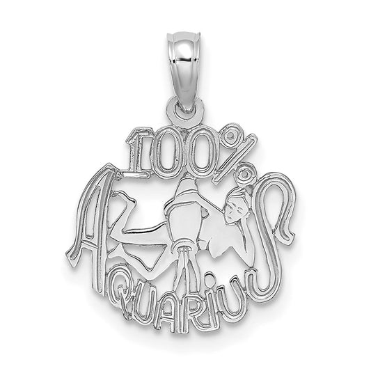 14k WG 100% AQUARIUS Zodiac Charm