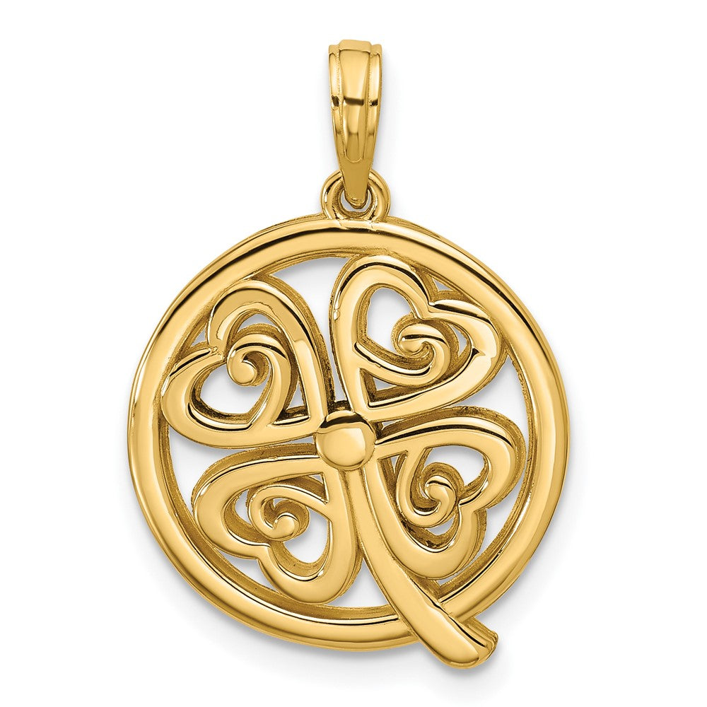 14K Polished Four Leaf Clover Pendant
