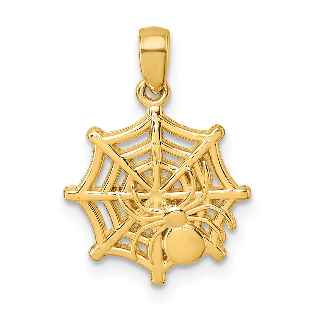 14K Polished Spider Web Pendant