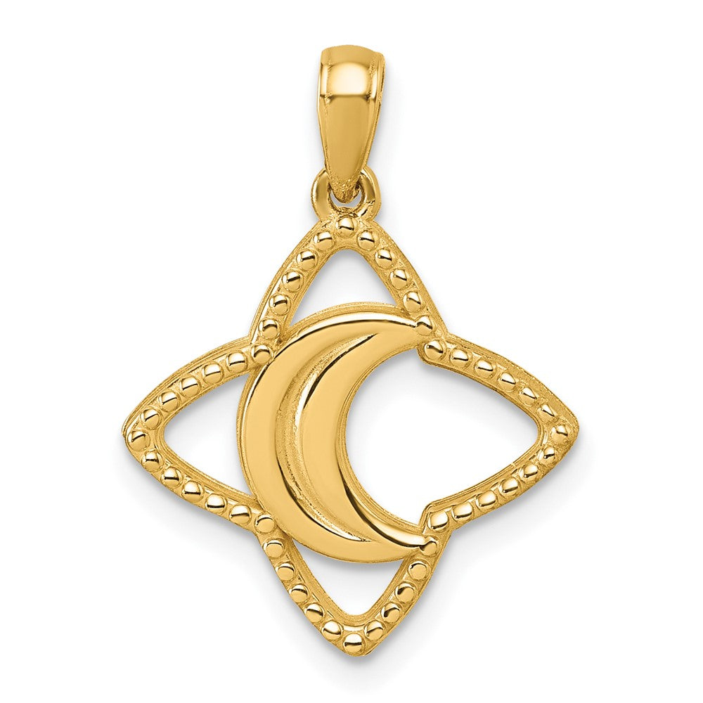 14K Polished Moon and Star Pendant