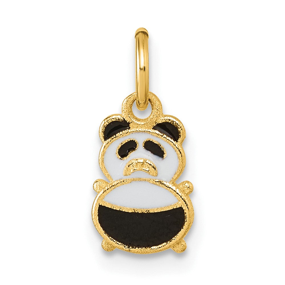 14K Polished Enameled Panda Pendant