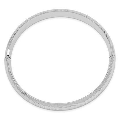 14k White Gold 5.3mm Polished Solid Hinged Bangle Bracelet