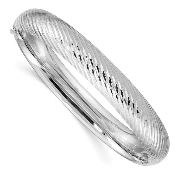 14k White Gold 5.3mm Polished Solid Hinged Bangle Bracelet