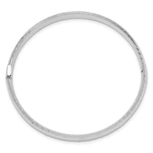 14k White Gold 3/16 Hammered Children's Hinged Bangle