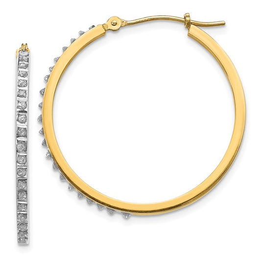 14k Diamond Fascination Round Hinged Hoop Earrings