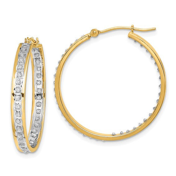 14K Diamond Fascination In/Out Hoop Earrings