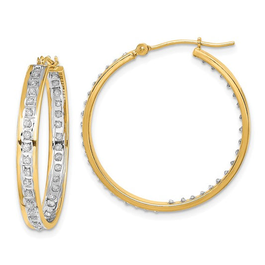 14K Diamond Fascination In/Out Hoop Earrings