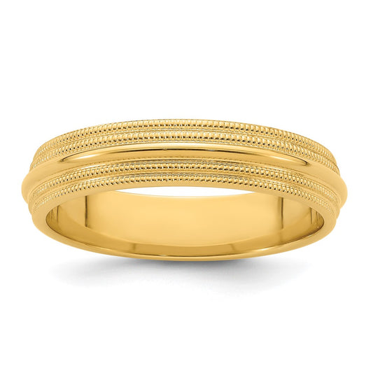 14KY 5mm Double Milgrain Comfort Fit Band Size 8