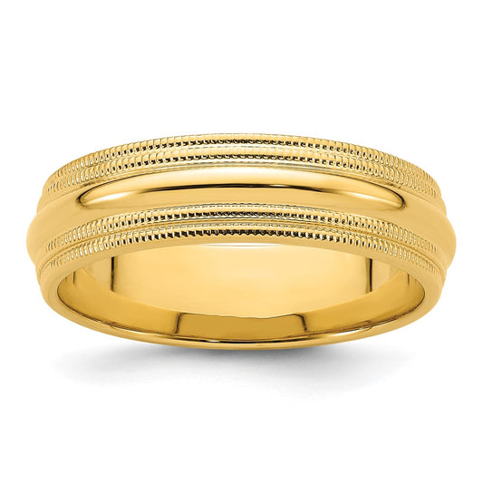 14KY 6mm Double Milgrain Comfort Fit Band Size 9.5