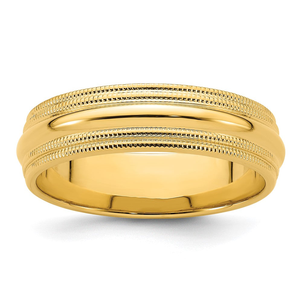 14KY 6mm Double Milgrain Comfort Fit Band Size 6