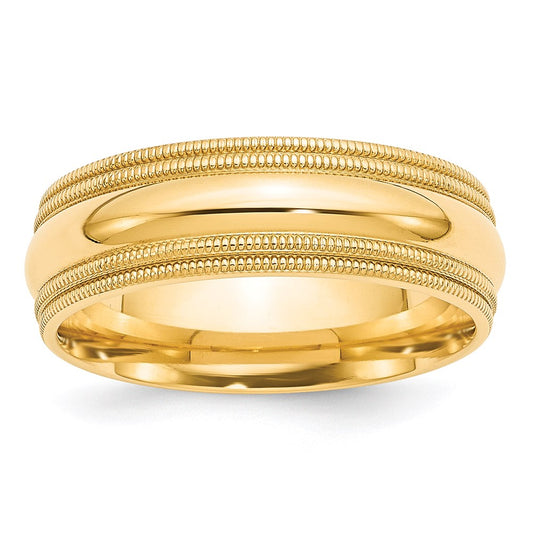 14KY 7mm Double Milgrain Comfort Fit Band Size 5.5