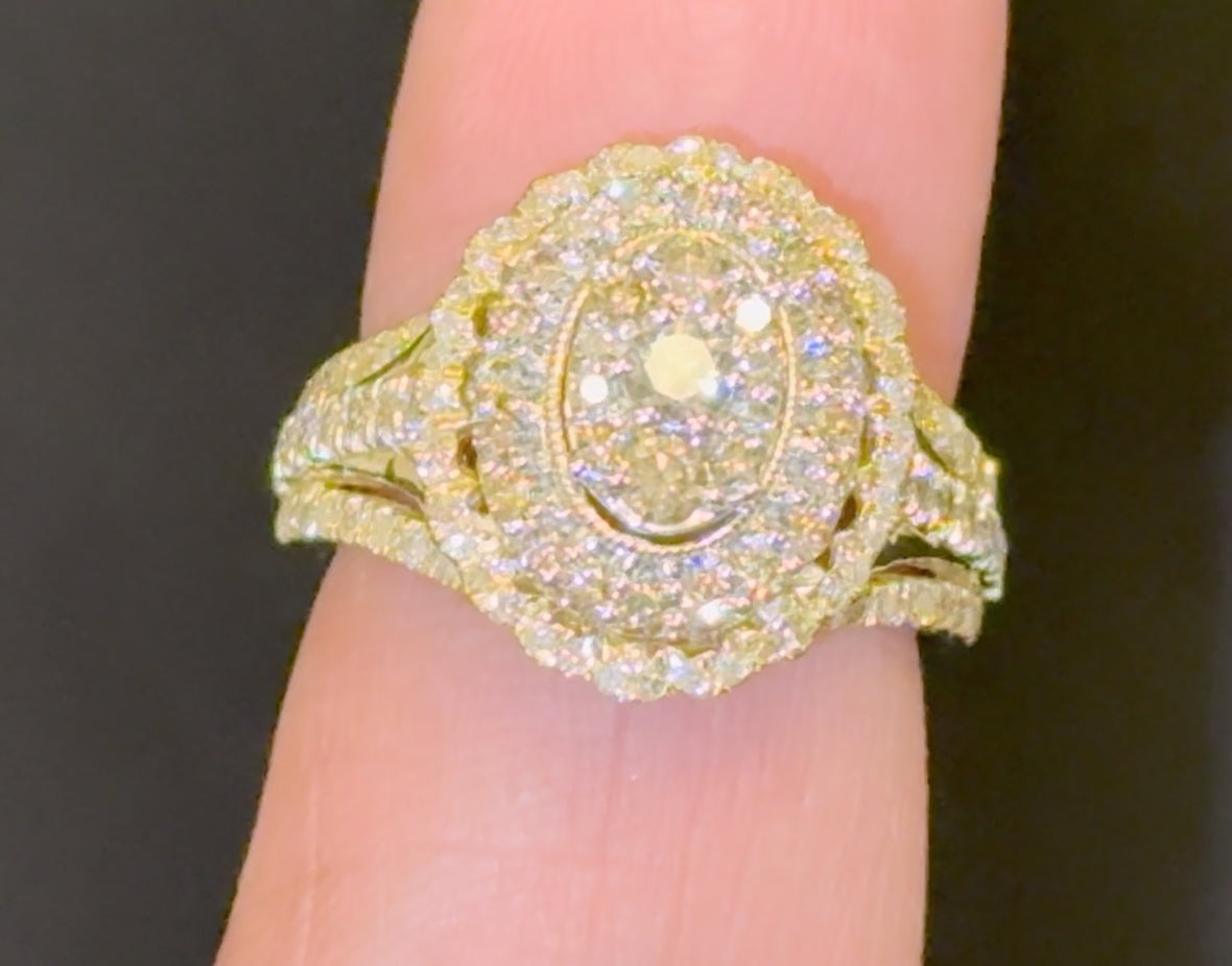 10K YELLOW GOLD 1.50 CARAT WOMEN REAL DIAMOND ENGAGEMENT RING WEDDING RING BRIDAL