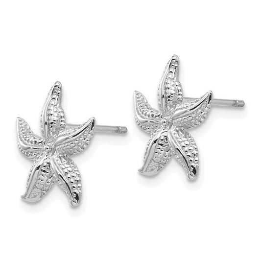 14k White Gold Starfish Earrings