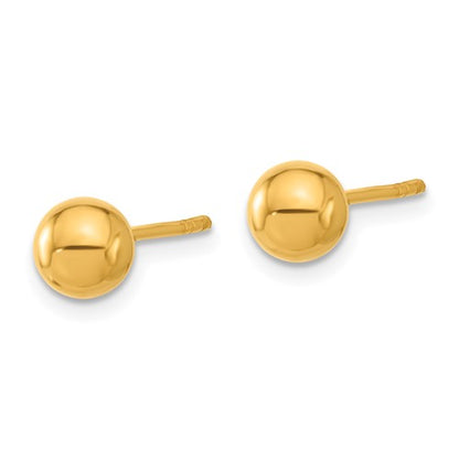 24k Polished 6mm Classic Ball Stud Earrings