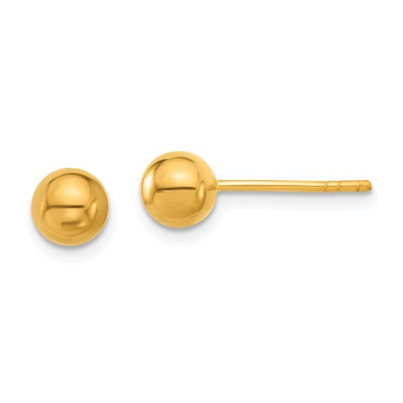 24k Polished 6mm Classic Ball Stud Earrings