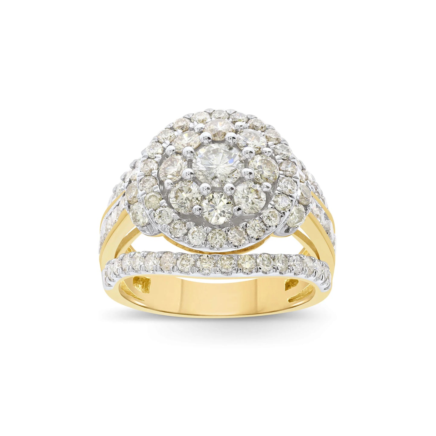 10K YELLOW GOLD 3.25 CARAT WOMEN REAL DIAMOND ENGAGEMENT RING WEDDING RING BRIDAL