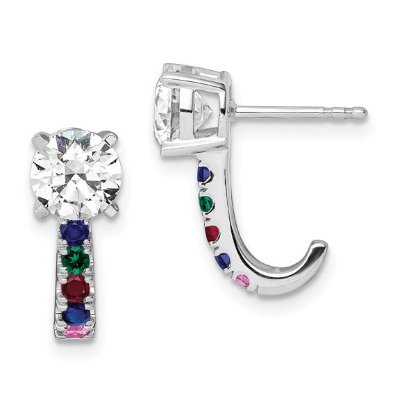 14K White Gold Lab Grown Diamond and Multi Gemstone Semi Mount Earrings