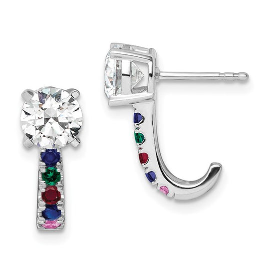 14K White Gold Lab Grown Diamond and Multi Gemstone Semi Mount Earrings