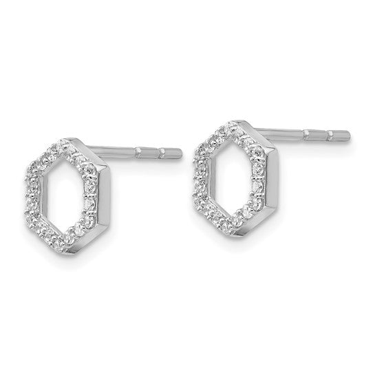 True Origin 14K White Gold 1/5 carat Lab Grown Diamond VS/SI D E F Hexagon Post Earrings