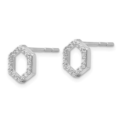 True Origin 14K White Gold 1/5 carat Lab Grown Diamond VS/SI D E F Hexagon Post Earrings