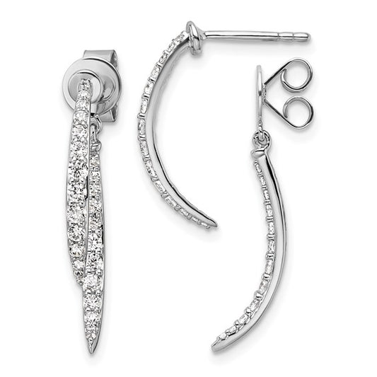 14K White Gold Lab Grown Diamond Front/Back Post Dangle Earrings