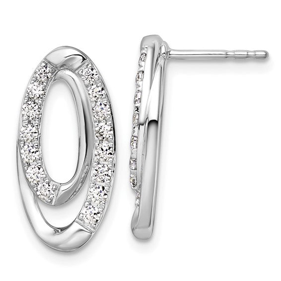 14K White Gold Lab Grown Diamond VS/SI GH, Oval Post Earrings
