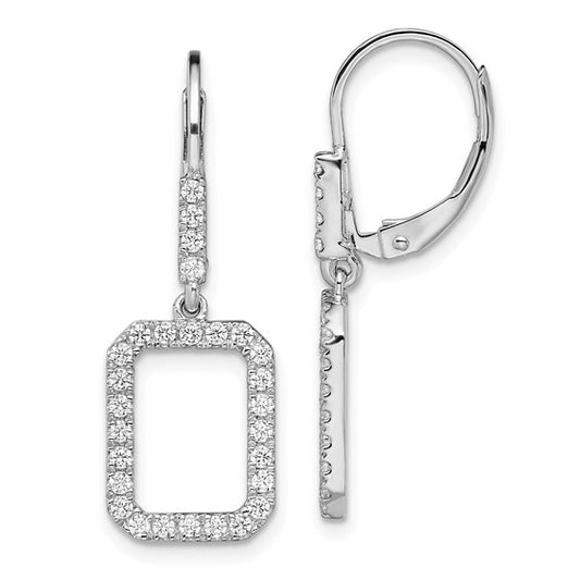 14K White Gold Lab Grown Diamond VS/SI GH, Rectangle Leverback Earr