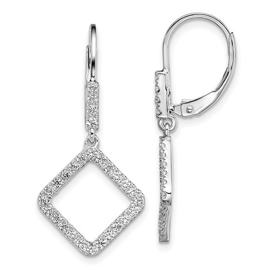 14K White Gold Lab Grown Diamond VS/SI GH, Square Leverback Earring