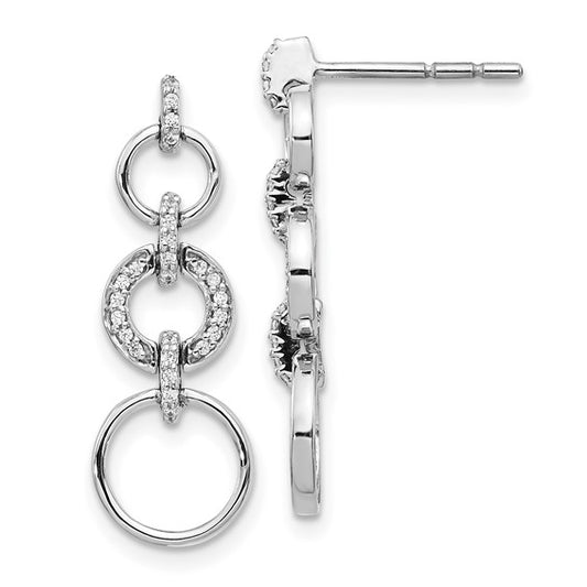 14k White Gold Diamond Fancy Dangle Earrings