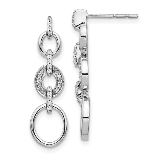 14k White Gold Diamond Fancy Dangle Earrings