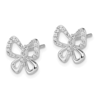 14k White Gold Diamond Butterfly Earrings