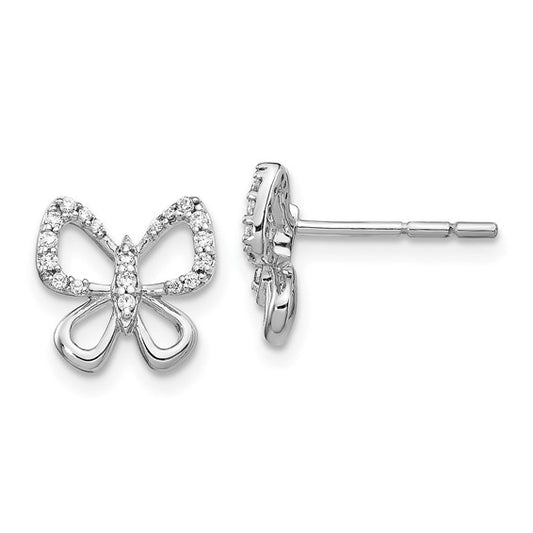 14k White Gold Diamond Butterfly Earrings