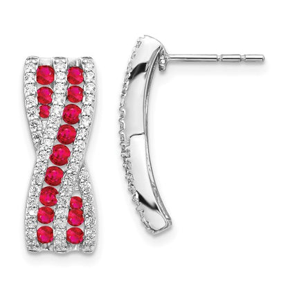 14k White Gold Diamond and Ruby Fancy Earrings